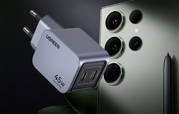 Ładowarka UGREEN Nexode Pro 45W, 2x USB-C (szara)